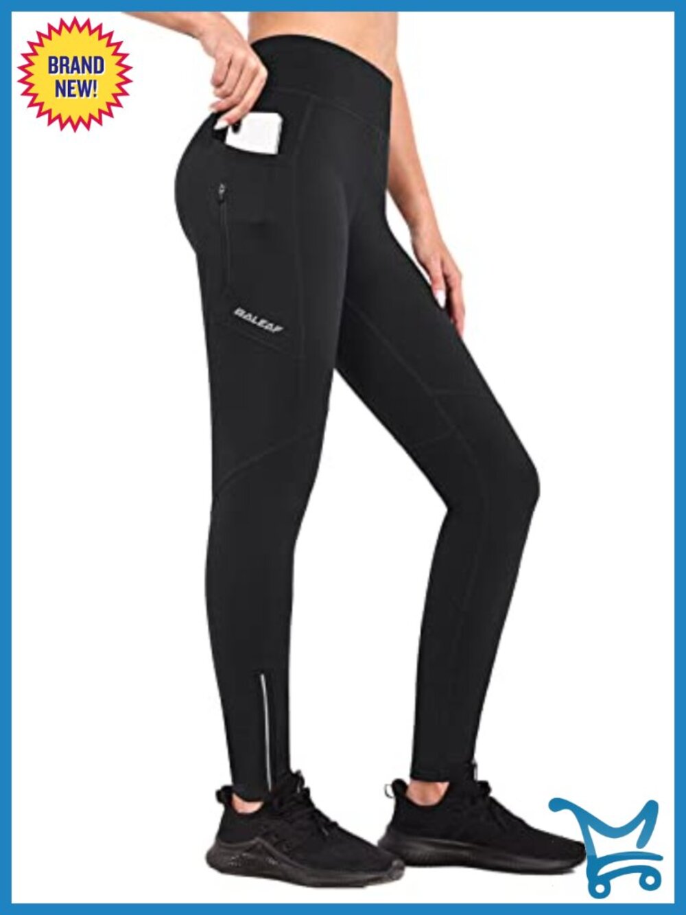 Fleece Lined Leggings Water Resistant Tights Zip Pockets High Rise